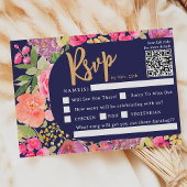 ボヘミアの明るいフローラアーチ結婚スクリプトnavy's 出欠カード