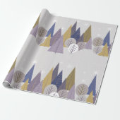 ボヘミアの森の灰色と青、クリスマス ラッピングペーパー (アンロールド)