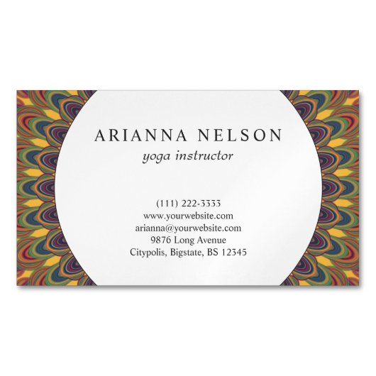 ボヘミアの楕円形の曼荼羅の名刺 マグネット名刺 (正面)