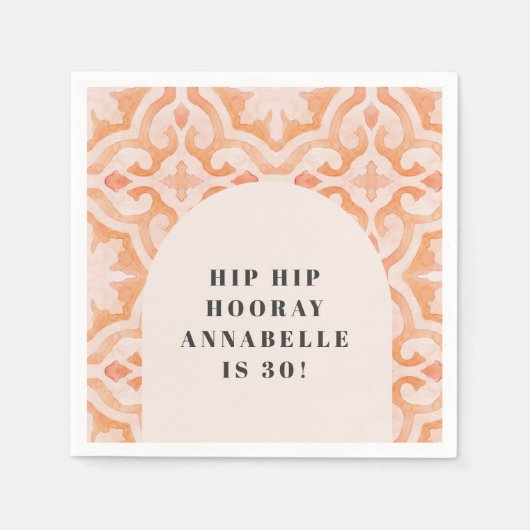 ボヘミアの水の色パステルモロッコピーチの誕生日 スタンダードカクテルナプキン (正面)