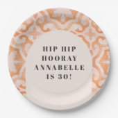 ボヘミアの水の色パステルモロッコピーチの誕生日 ペーパープレート (正面)