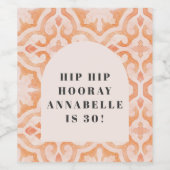 ボヘミアの水の色パステルモロッコピーチバースデー ワインラベル (シングルラベル)