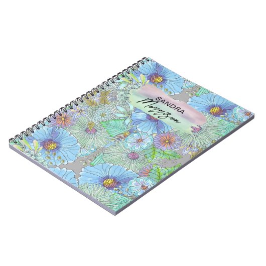 ボヘミアの水彩大型の様式化された庭園の花 ノートブック (左側)