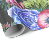 ボヘミアの水彩画の花および熱帯葉 ラッピングペーパー (ロールコーナー)