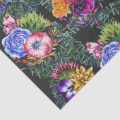 ボヘミアの水彩画の花および熱帯葉 薄葉紙 (詳細)