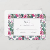 ボヘミアの水気が多い及び花柄- RSVPを結婚すること 出欠カード (正面/裏面)