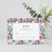 ボヘミアの水気が多い及び花柄- RSVPを結婚すること 出欠カード (スタンド正面)