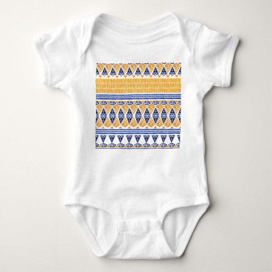 ボヘミアの水色：シームレスパタ芸術的ーン。 ベビーボディスーツ (正面)