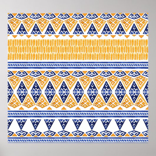 ボヘミアの水色：シームレスパタ芸術的ーン。 ポスター (正面)