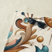 ボヘミアの混合ティール（緑がかった色）、マゼンタ、紫の花 ビーチタオル (インサイチュ)