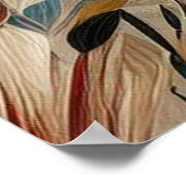 ボヘミアの混合ティール（緑がかった色）、マゼンタ、紫の花 ポスター (角)