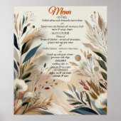 ボヘミアの混合ティール（緑がかった色）、マゼンタ、紫の花 ポスター (正面)