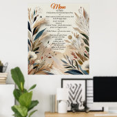 ボヘミアの混合ティール（緑がかった色）、マゼンタ、紫の花 ポスター (ホームオフィス)