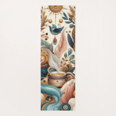 ボヘミアの混合ティール(緑がかった色)、マゼンタ、紫の花 ヨガマット (裏面)