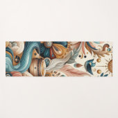 ボヘミアの混合ティール(緑がかった色)、マゼンタ、紫の花 ヨガマット (正面(横))