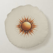 ボヘミアの混合ティール(緑がかった色)、マゼンタ、紫の花 ラウンドクッション (裏面)