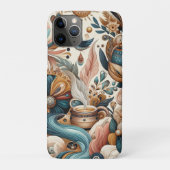 ボヘミアの混合ティール（緑がかった色）、マゼンタ、紫の花 Case-Mate iPhoneケース (裏)