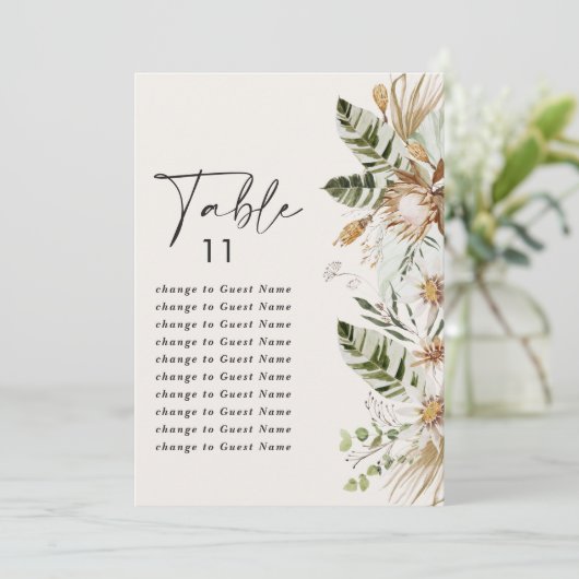 ボヘミアの熱帯エレガントな結婚式のシーティングプランa-z (スタンド正面)