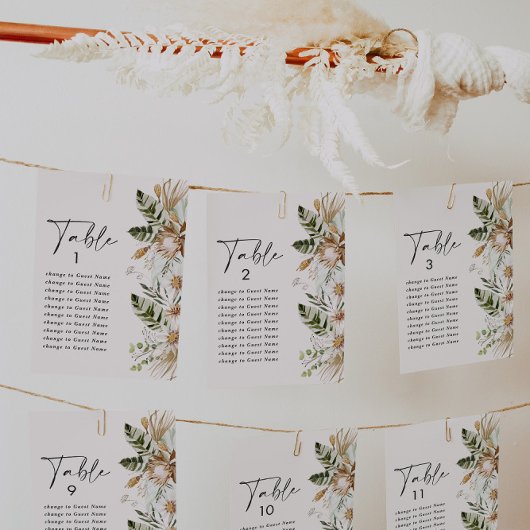 ボヘミアの熱帯エレガントな結婚式のシーティングプランa-z