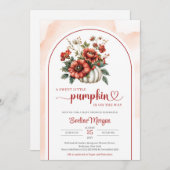 ボヘミアの白いカボチャ赤いブルゴーニュの秋の花 招待状 (正面/裏面)
