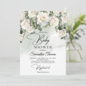 ボヘミアの白いバラのユーカリプトゥスグリーンと金ゴールド 招待状 (スタンド正面)