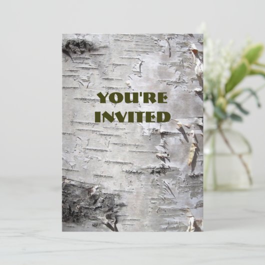 ボヘミアの素朴な国のシックな樹皮の白い樺の木 招待状 (スタンド正面)