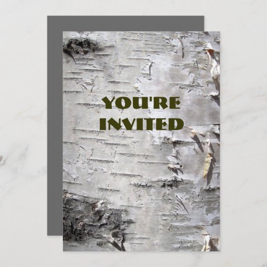 ボヘミアの素朴な国のシックな樹皮の白い樺の木 招待状 (正面/裏面)