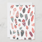 ボヘミアの羽のパターン赤ちゃんシャワー 招待状 (裏面)