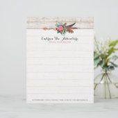 ボヘミアの羽の矢は素朴で白い木に及び上がりました レターヘッド (スタンド正面)