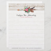 ボヘミアの羽の矢は素朴で白い木に及び上がりました レターヘッド (正面/裏面)