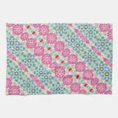 ボヘミアの花のパターン水の色モザイクデザイン キッチンタオル (横)