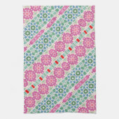 ボヘミアの花のパターン水の色モザイクデザイン キッチンタオル (縦)