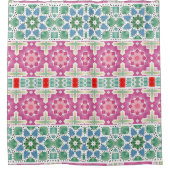 ボヘミアの花のパターン水の色モザイクデザイン シャワーカーテン (正面)