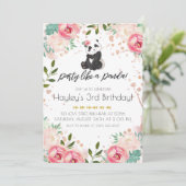 ボヘミアの花パーティーのようなパンダ誕生日 招待状 (スタンド正面)