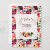 ボヘミアの華麗なボホー·バーゴーニュフローラ·ベビーシャワー 招待状 (裏面)