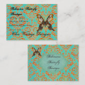 ボヘミアの蝶ブティックTurqoise及びオレンジDama 名刺 (正面/裏面)