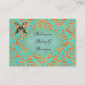 ボヘミアの蝶ブティックTurqoise及びオレンジDama 名刺 (裏面)