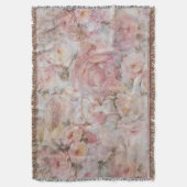 ボヘミアの赤面のピンクのコラージュの花柄のタイポグラフィ スローブランケット (正面縦)