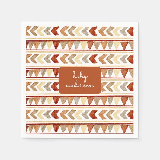 ボヘミアの部族のパターン赤ちゃんシャワー スタンダードカクテルナプキン (正面)