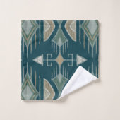 ボヘミアの部族矢印，ティール（緑がかった色），オリーブ，セージ バスタオルセット (ウォッシュタオル)