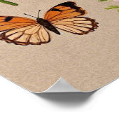 ボヘミアの野生の花々、蝶、小麦の茎 ポスター (角)