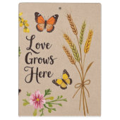 ボヘミアの野花、蝶、小麦の茎 クリップボード (裏面)