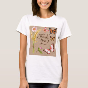 ボヘミアの野花、蝶、小麦の茎 Tシャツ
