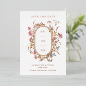 ボヘミアの野草結婚の丸薬の救写真 箔招待状 (立ち正面)