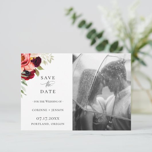 ボヘミアの開花写真の日付を保存 案内状 (スタンド正面)