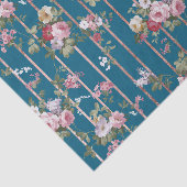 ボヘミアの青いピンクの赤い花のモダンは縞で飾ります 薄葉紙 (詳細)