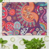 ボヘミアのBohoのモダンで腰回りが大きでシックな花模様 キッチンタオル (折り畳み)