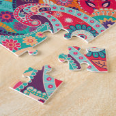 ボヘミアのBohoのモダンで腰回りが大きでシックな花模様 ジグソーパズル (側面)