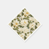 ボヘミアアイボリーベージュの花 スタンダードカクテルナプキン (角)