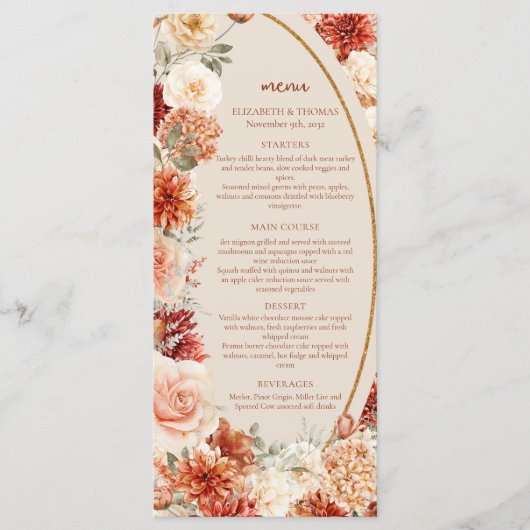 ボヘミアカラフル秋フローラセージ錆びカラフル メニュー (正面)